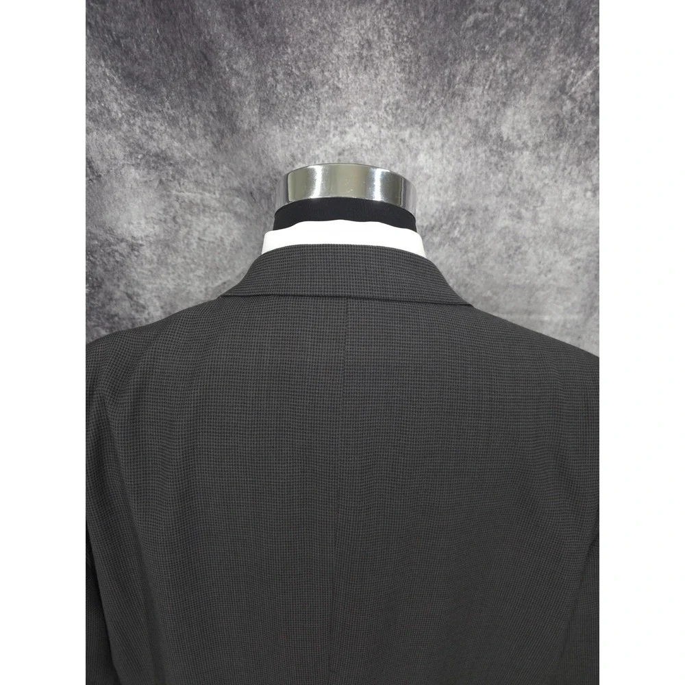 Andrew Fezza 2 Piece Suit Mens 46 L Black Houndstooth Blazer Pants 38X32‎ Wool